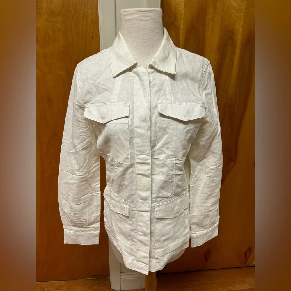 Banana republic white linen/cotton utility style jacket size small - Picture 1 of 4
